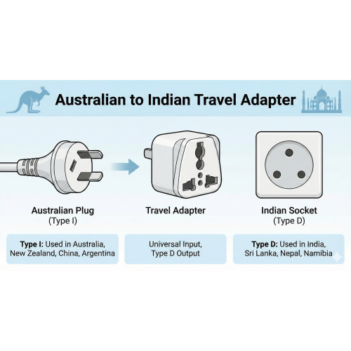 Australia/China to India Plug Adapter