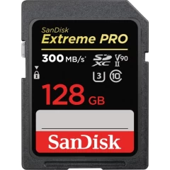 SanDisk Extreme PRO SDXC memory card with a capacity of 128GB