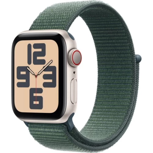 Apple Watch SE GPS 40 мм + Cellular в цвете Starlight Aluminium с ремешком Lake Green Sport Loop — Один размер (2024)