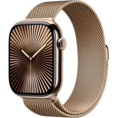 Apple Watch Series 10 GPS 46mm + Cellular in Gold Titanium with Gold Milanese Loop M/L (2024)