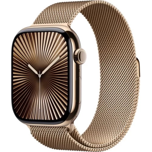 Apple Watch Series 10 GPS 46mm + Cellular in Gold Titanium with Gold Milanese Loop M/L (2024)