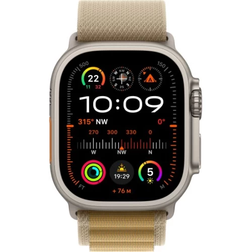 שעון Apple Watch Ultra 2 49mm GPS + Cellular בגודל 44 מ"מ בצבע Natural Titanium Case עם רצועת Tan Alpine Loop — גודל רצועה Small (2024)