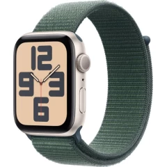 שעון Apple Watch SE GPS בגודל 44 מ"מ בצבע Starlight Aluminium עם רצועת Lake Green Sport Loop — מידה אחת (2024)