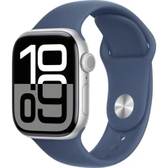 שעון Apple Watch Series 10 GPS + Cellular בגודל 42 מ"מ בצבע Silver Aluminium עם רצועת Denim Sport Band במידה M/L (2024)