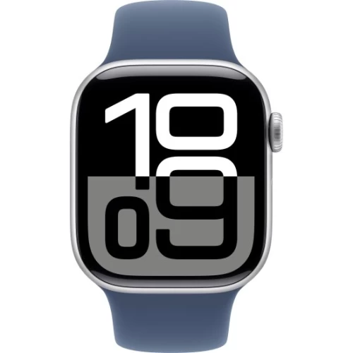 Apple Watch Series 10 GPS 42mm + Cellular in Silver Aluminium with Denim Sport Band M/L (2024)
