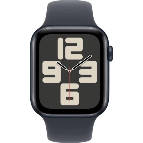 שעון Apple Watch SE GPS + Cellular בגודל 44 מ"מ בצבע Midnight Aluminium עם רצועת Midnight Sport Band במידה S/M (2024)