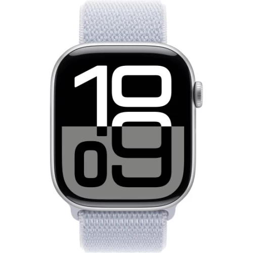שעון Apple Watch Series 10 GPS + Cellular  בגודל 46 מ"מ בצבע Silver Aluminium עם רצועת Blue Cloud Sport Loop — מידה אחת (2024)