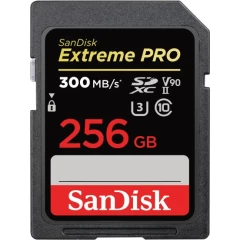 SanDisk Extreme PRO SDXC memory card with a capacity of 256GB