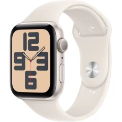 שעון Apple Watch SE GPS בגודל 44 מ"מ בצבע Starlight Aluminium עם רצועת Starlight Sport Band במידה M/L (2024)