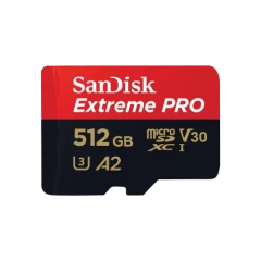 SanDisk Extreme Pro A2 MicroSDXC memory card with adapter capacity 512GB