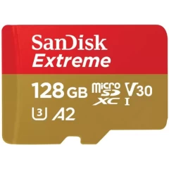 SanDisk Extreme A2 MicroSDXC memory card with a capacity of 128GB