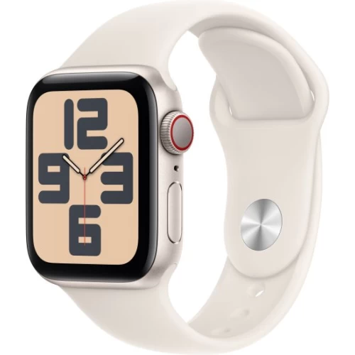 Apple Watch SE GPS 40 мм + Cellular в цвете Starlight Aluminium с ремешком Starlight Sport Band M/L (2024)