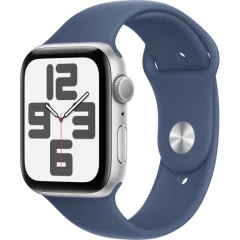 שעון Apple Watch SE GPS בגודל 44 מ"מ בצבע Silver Aluminium עם רצועת Denim Sport Band במידה S/M (2024)