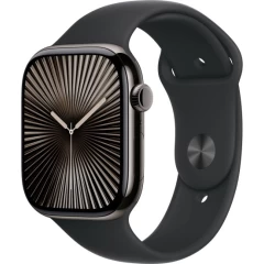 Apple Watch Series 10 GPS 46mm + Cellular in Slate Titanium with Black Sport Band M/L (2024)