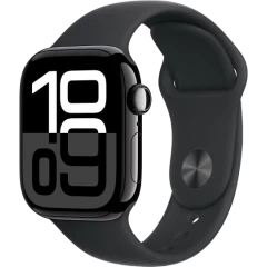 שעון Apple Watch Series 10 GPS + Cellular בגודל 42 מ"מ בצבע Jet Black Aluminium עם רצועת Black Sport Band במידה M/L(2024)