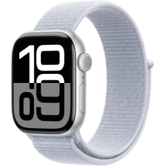 שעון Apple Watch Series 10 GPS + Cellular  בגודל 42 מ"מ בצבע Silver Aluminium עם רצועת Blue Cloud Sport Loop — מידה אחת (2024)