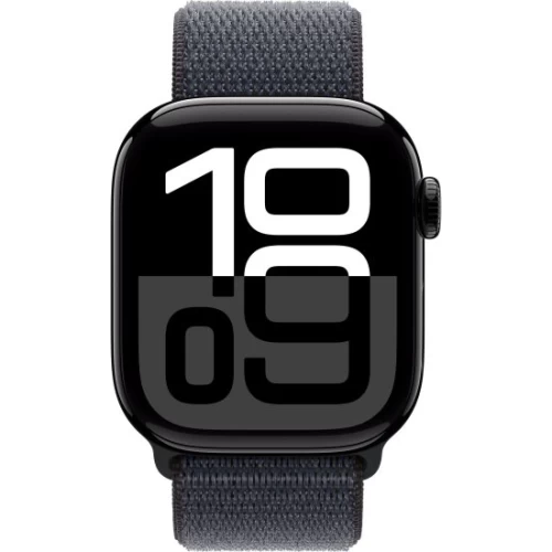 שעון Apple Watch Series 10 GPS + Cellular בגודל 42 מ"מ בצבע Jet Black Aluminium עם רצועת Ink Sport Loop — מידה אחת (2024)