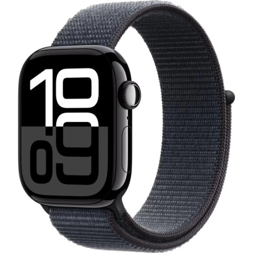 שעון Apple Watch Series 10 GPS + Cellular בגודל 42 מ"מ בצבע Jet Black Aluminium עם רצועת Ink Sport Loop — מידה אחת (2024)