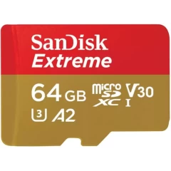 SanDisk Extreme A2 MicroSDXC memory card with a capacity of 64GB