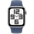 שעון  Apple Watch SE GPS + Cellular בגודל 40 מ"מ בצבע Silver Aluminium עם רצועת Denim Sport Band במידה M/L (2024)