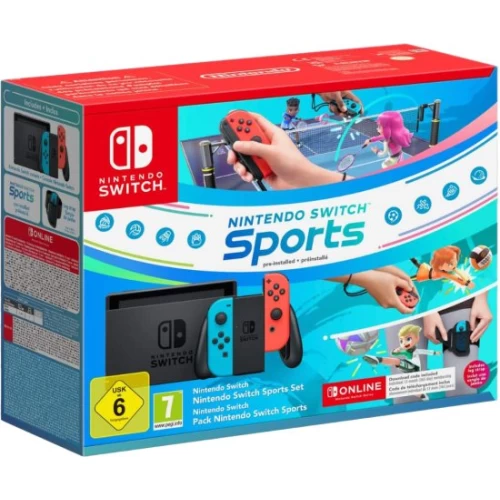 באנדל קונסולת משחק נינטנדו סוויץ' Nintendo Switch 32GB מהדורת הספורט Sports Edition עם ג'וי קון Joy Con אדום וכחול