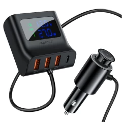 
Быстрое автомобильное зарядное устройство HUB B8 (3xUSB-A + 1xUSB-C)