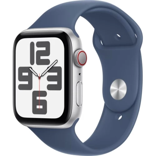 Apple Watch SE GPS 44mm + Cellular in Silver Aluminium with Denim Sport Band M/L (2024)