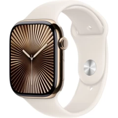 Apple Watch Series 10 GPS 46mm + Cellular in Gold Titaniu with Starlight Sport Band M/L (2024)