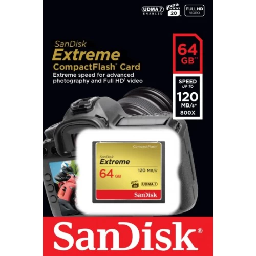 כרטיס זיכרון SanDisk 800x Extreme Compact-Flash בנפח 64GB