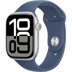 Apple Watch Series 10 GPS 46mm in Silver Aluminium with Denim Sport Band S/M (2024)