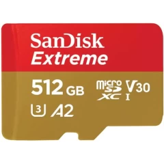 SanDisk Extreme A2 MicroSDXC memory card with a capacity of 512GB