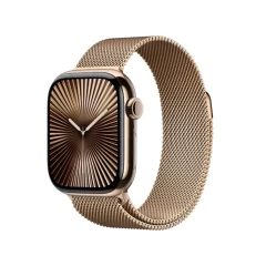 שעון Apple Watch Series 10 GPS + Cellular בגודל 42 מ"מ בצבע Gold Titanium Case עם רצועת Gold Milanese Loop — מידה אחת (2024)