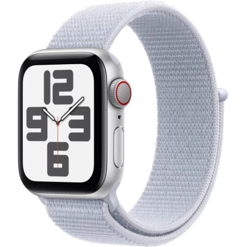 Apple Watch SE GPS 40mm + Cellular in Silver Aluminium with Ink Blue Cloud Sport Loop — One Size (2024)
