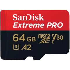 SanDisk Extreme Pro A2 MicroSDXC memory card with adapter capacity 64GB