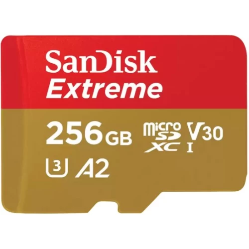 SanDisk Extreme A2 MicroSDXC memory card with a capacity of 256GB