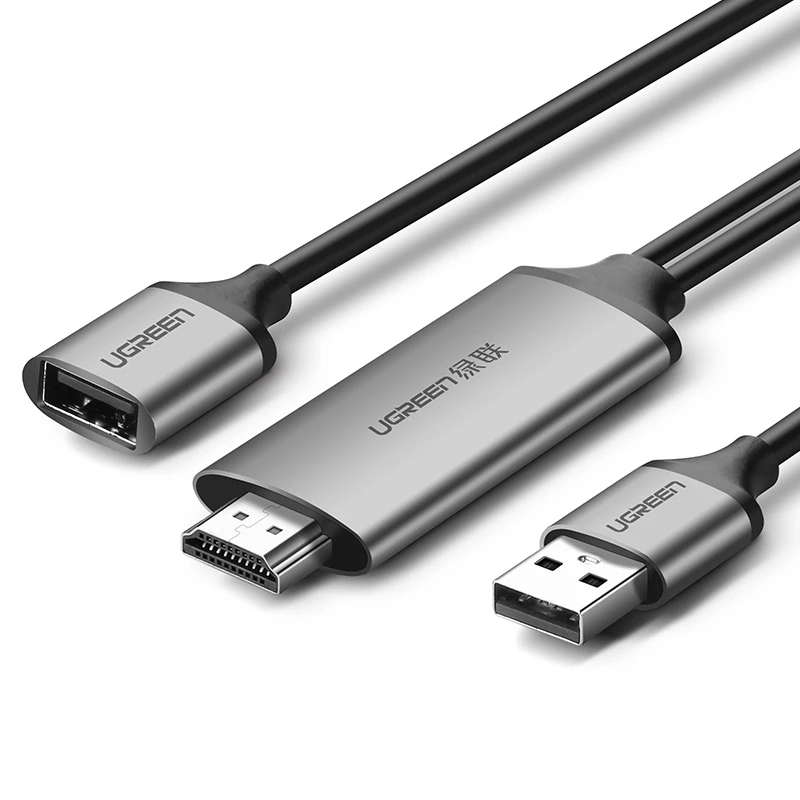 Видеоадаптер-кабель USB-A (папа и мама) на HDMI 1.5 метра (серебристый)