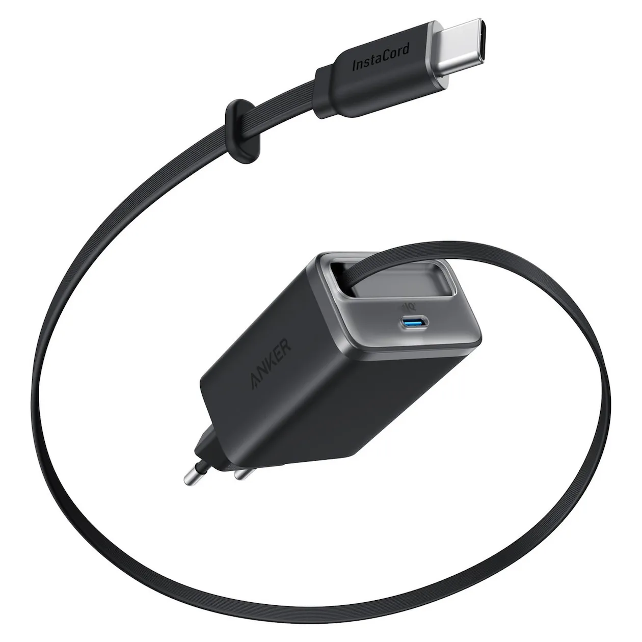 Anker Nano 35W Charger with Retractable USB-C Cable — Black