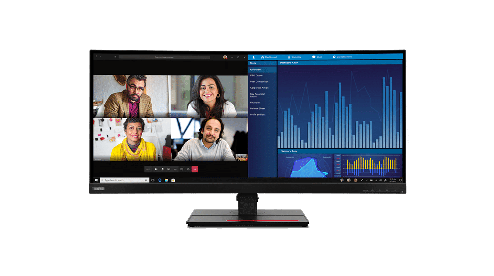 מסך מחשב Lenovo ThinkVision P34w-20 34" 21:9 Type-C KVM Switch Curved Monitor 62CCRAT3IS כולל רמקולים