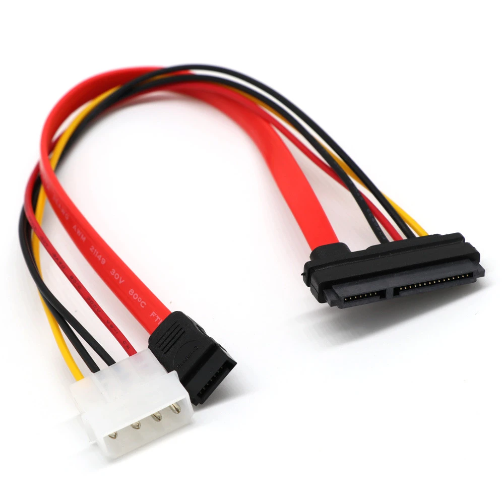 Кабель Slim SATA женский — SATA мужской + MOLEX мужской