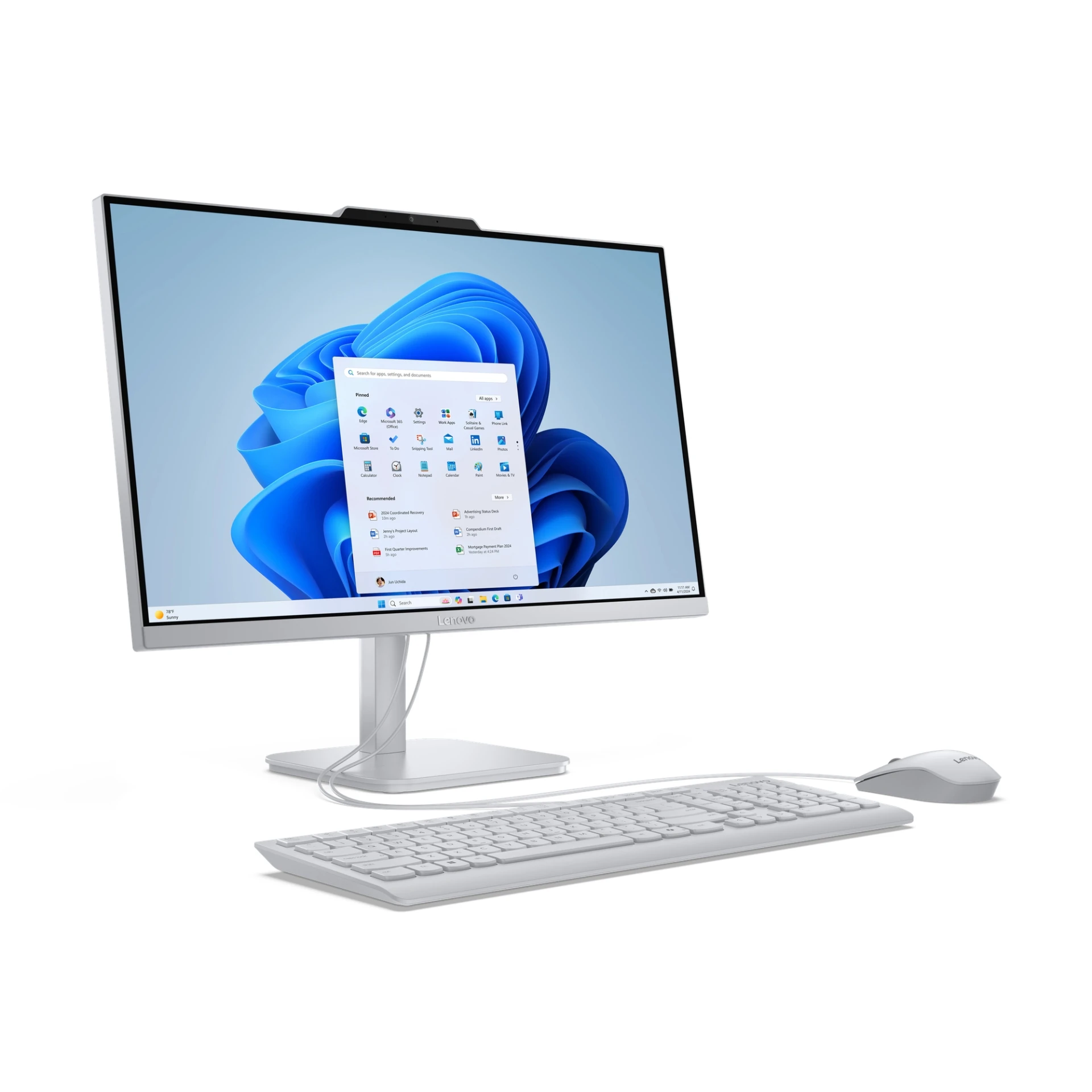 Lenovo A100 23.8" All-in-One PC i3-N305 8GB 512GB (Wind 11 Home) — Cloud Grey