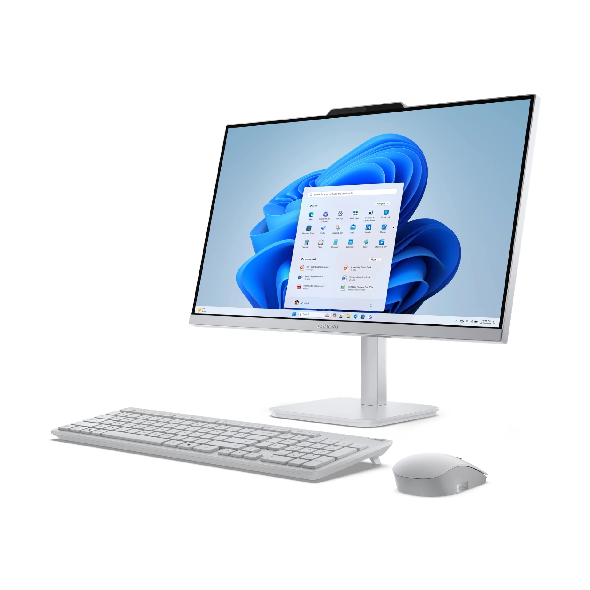 Lenovo A100 23.8" All-in-One PC i3-N305 8GB 512GB (Wind 11 Home) — Cloud Grey