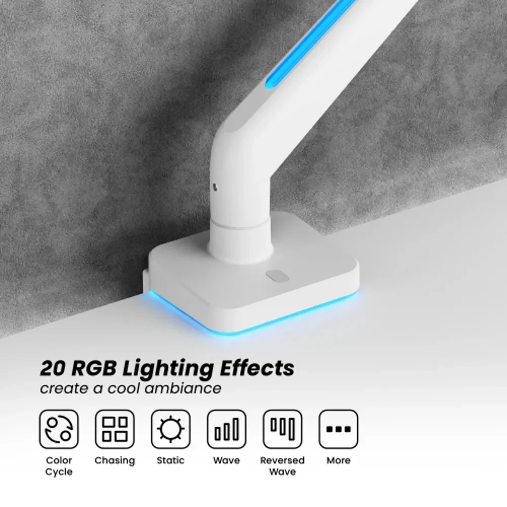 זרוע שולחנית עם תאורת RGB למסך בגודל 17″–49″