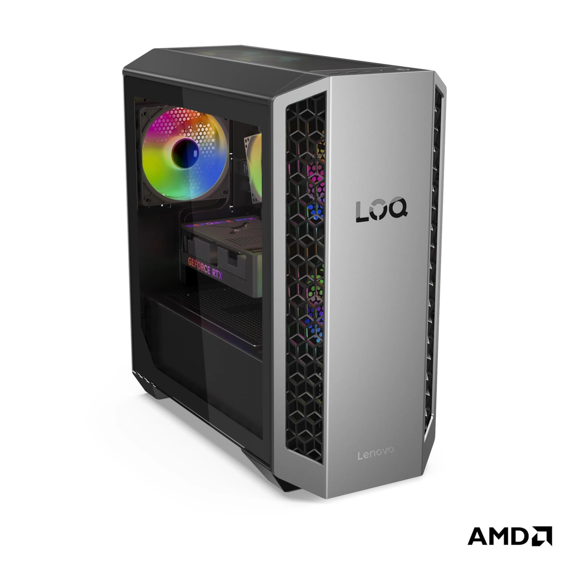 Lenovo LOQ Tower 26ADR10 Gaming Desktop PC Ryzen 7 8745HX RTX 5060 Ti 16GB 1TB — Luna Grey / Eclipse Black