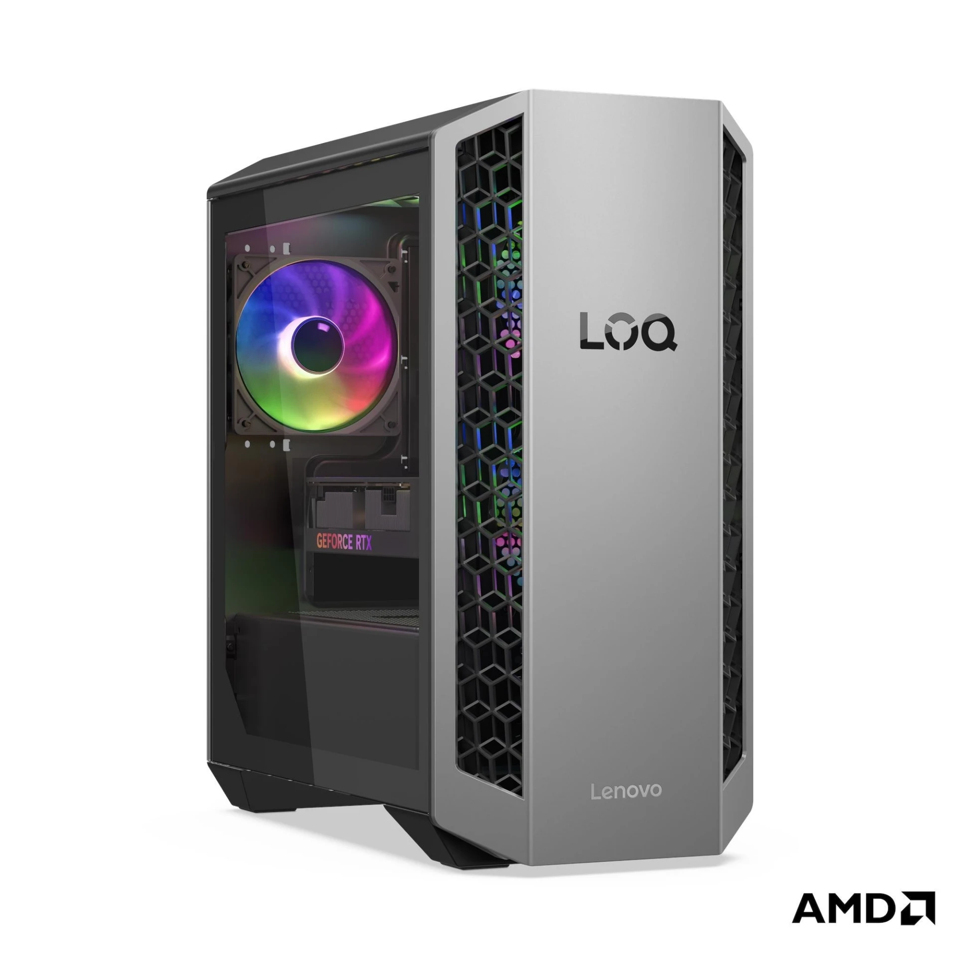 Lenovo LOQ Tower 26ADR10 Gaming Desktop PC Ryzen 7 8745HX RTX 5060 Ti 16GB 1TB — Luna Grey / Eclipse Black