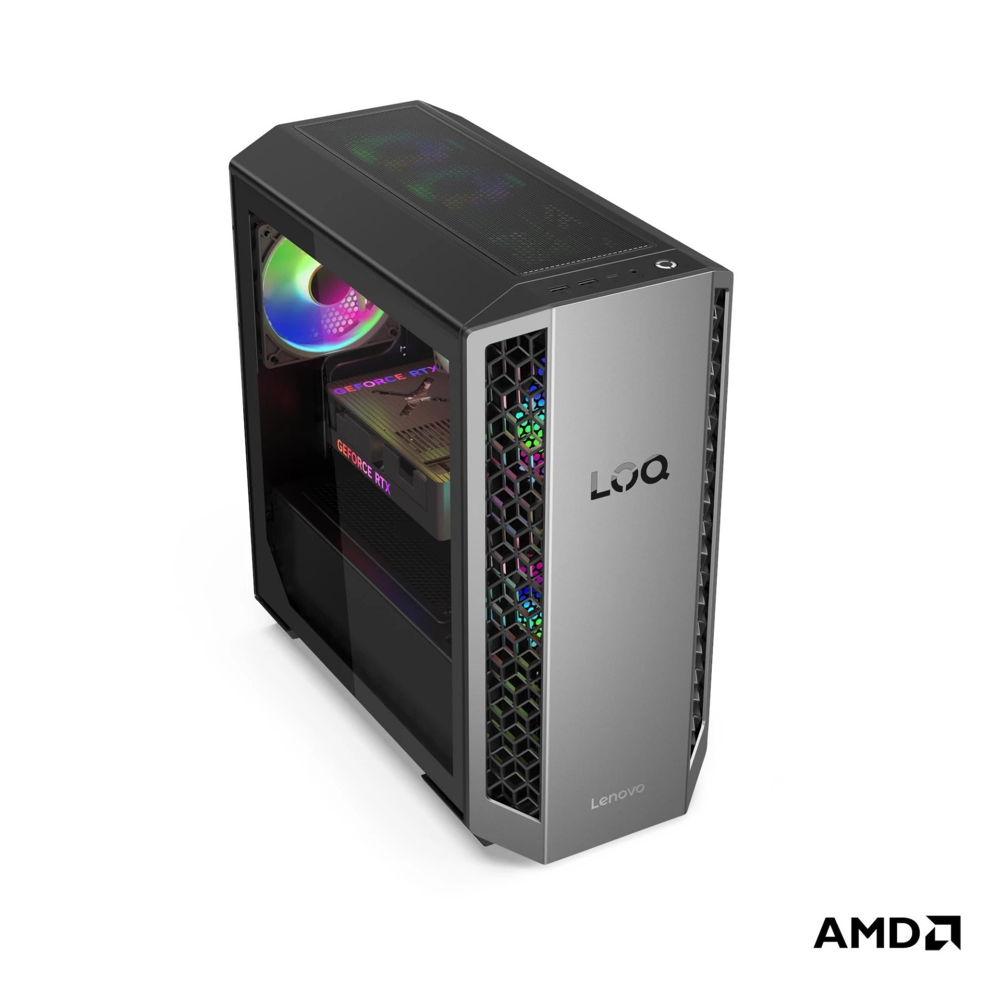 Lenovo LOQ Tower 26ADR10 Gaming Desktop PC Ryzen 7 8745HX RTX 5060 Ti 16GB 1TB — Luna Grey / Eclipse Black