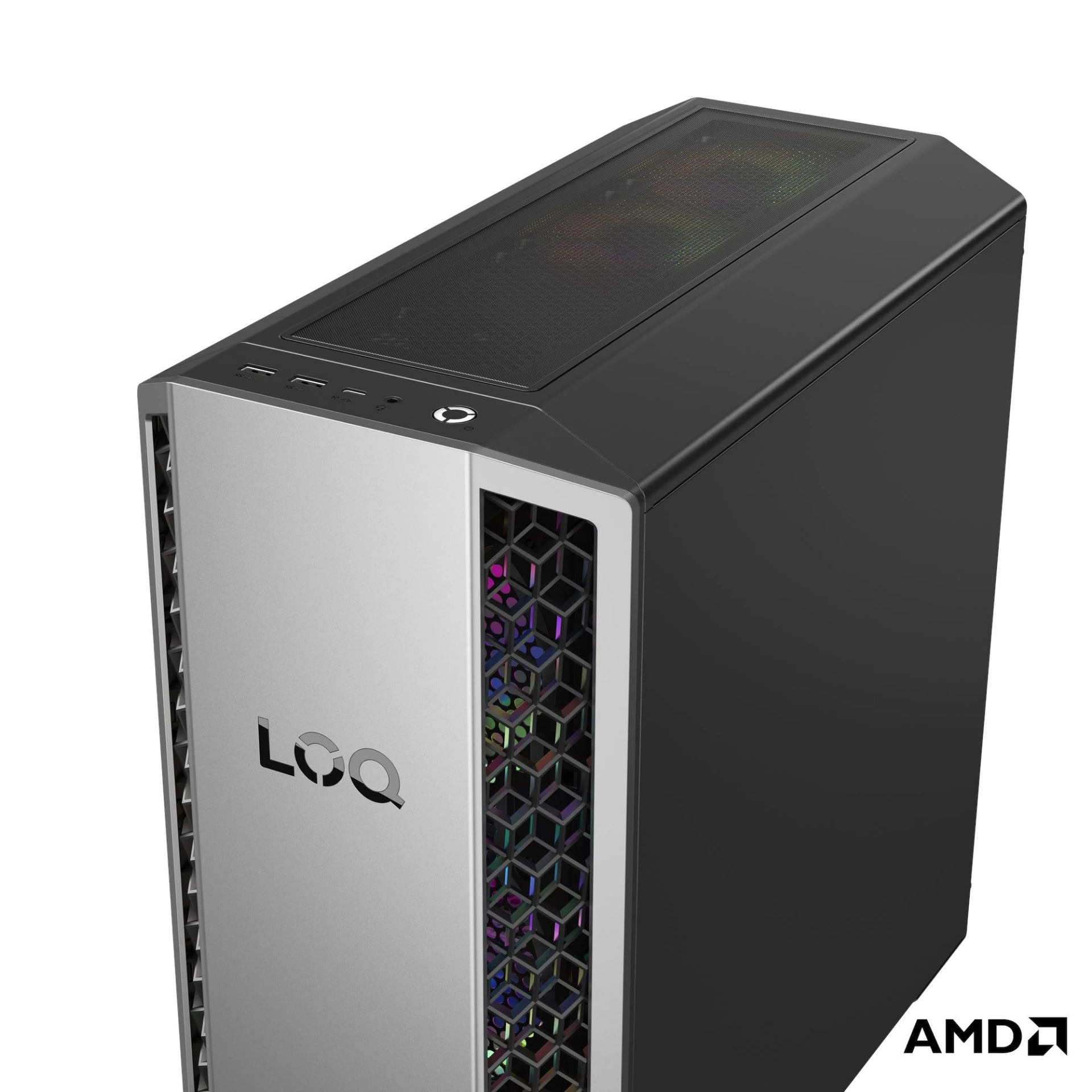 Lenovo LOQ Tower 26ADR10 Gaming Desktop PC Ryzen 7 8745HX RTX 5060 Ti 16GB 1TB — Luna Grey / Eclipse Black